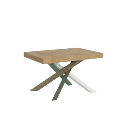 ITAMOBY Volantis (90x140/244 cm) - hrast, barva nog: bela, zelena - raztegljiva jedilna miza