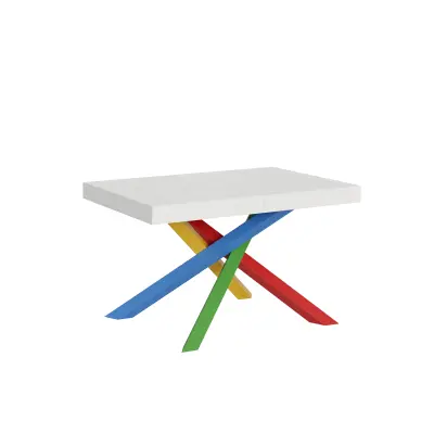 ITAMOBY Volantis (90x130/234 cm) - bela, barva nog: pisana - raztegljiva jedilna miza