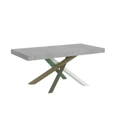 ITAMOBY Volantis (90x180/284 cm) - siva, barva nog: bela, zelena - raztegljiva jedilna miza