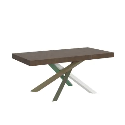 ITAMOBY Volantis (90x180/284 cm) - oreh, barva nog: bela, zelena - raztegljiva jedilna miza