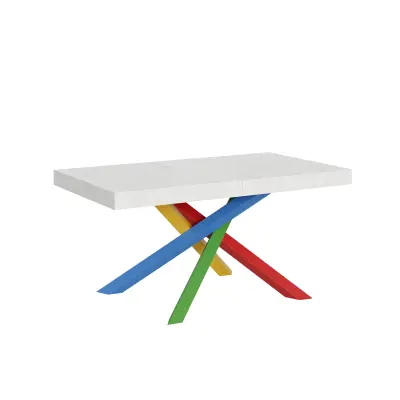 ITAMOBY Volantis (90x160/264 cm) - bela, barva nog: pisana - raztegljiva jedilna miza