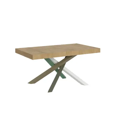 ITAMOBY Volantis (90x160/420 cm) - hrast, barva nog: bela, zelena - raztegljiva jedilna miza
