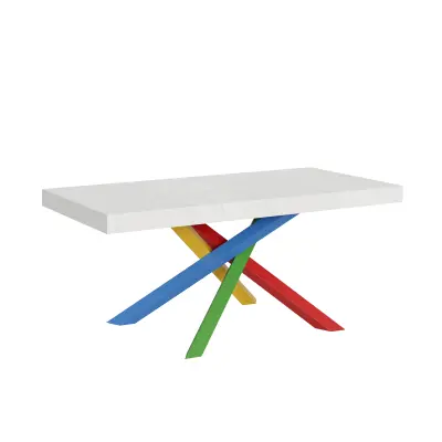 ITAMOBY Volantis (90x180/284 cm) - bela, barva nog: pisana - raztegljiva jedilna miza