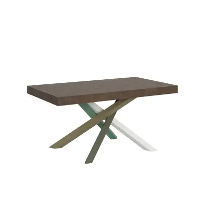 ITAMOBY Volantis (90x160/420 cm) - oreh, barva nog: bela, zelena - raztegljiva jedilna miza
