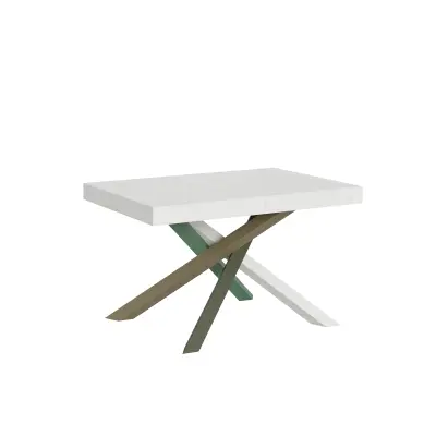 ITAMOBY Volantis (90x130/390 cm) - bela, barva nog: bela, zelena - raztegljiva jedilna miza