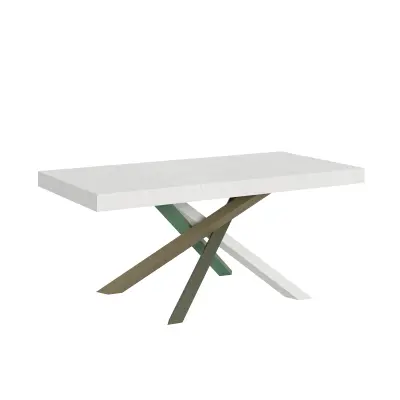 ITAMOBY Volantis (90x180/440 cm) - bela, barva nog: bela, zelena - raztegljiva jedilna miza