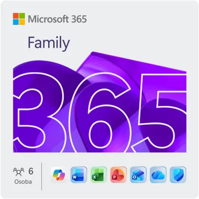 MICROSOFT Microsoft 365 Family (angleški) 1-letna naročnina pisarniški paket