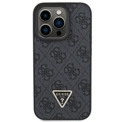 Guess zaščitni ovitek Leather Diamond Triangle Black, Iphone 15 Pro Max