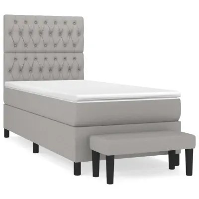 vidaXL Box spring postelja z vzmetnico svetlo siv 100x200 cm blago