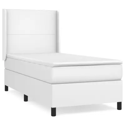 vidaXL Box spring postelja z vzmetnico bel 90x190 cm umetno usnje
