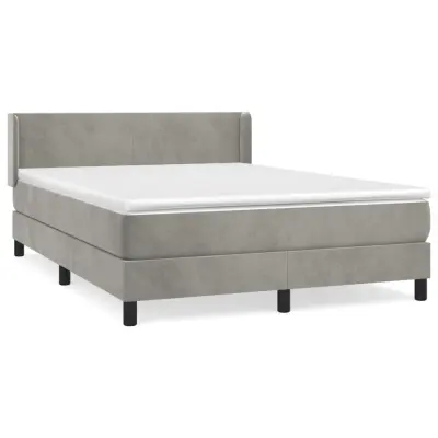 vidaXL Box spring postelja z vzmetnico svetlo siva 140x200 cm žamet