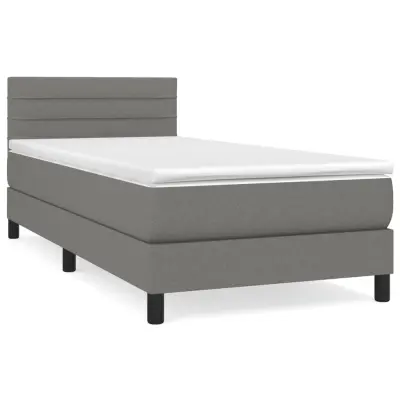 vidaXL Box spring postelja z vzmetnico temno siva 90x190 cm blago