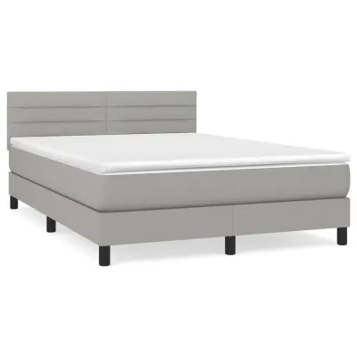 vidaXL Box spring postelja z vzmetnico svetlo siva 140x200 cm blago