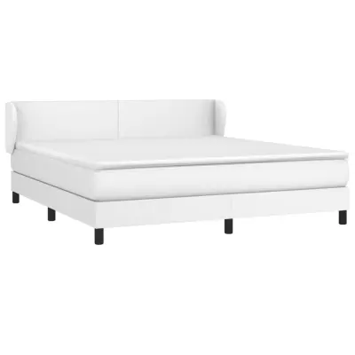 vidaXL Box spring postelja z vzmetnico bela 180x200 cm umetno usnje