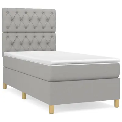 vidaXL Box spring postelja z vzmetnico svetlo siva 80x200 cm blago