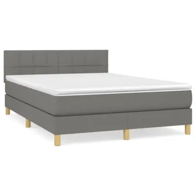 vidaXL Box spring posteljni z vzmetnico temno siv 140x190 cm blago