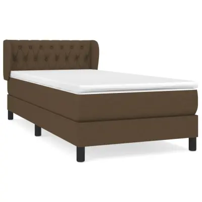 vidaXL Box spring postelja z vzmetnico temno rjav 90x190 cm blago