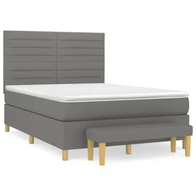 vidaXL Box spring postelja z vzmetnico temno siva 140x200 cm blago