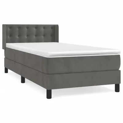 vidaXL Box spring postelja z vzmetnico temno siva 100x200 cm žamet