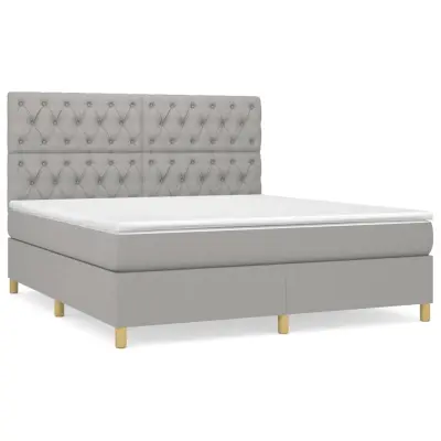 vidaXL Box spring postelja z vzmetnico svetlo siva 160x200 cm žamet