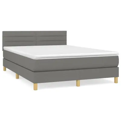 vidaXL Box spring posteljni z vzmetnico temno siv 140x190 cm blago