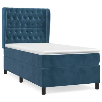 vidaXL Box spring postelja z vzmetnico temno modra 80x200 cm žamet