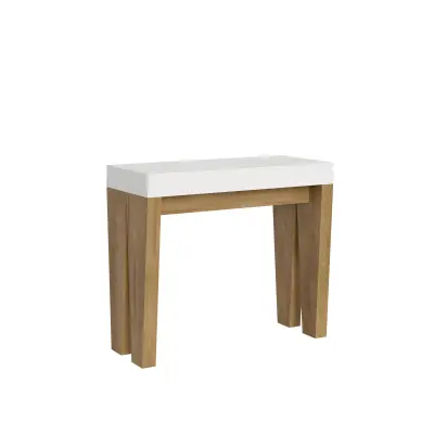 Ityhome 90 x 77 konzolna miza bela/rjava
