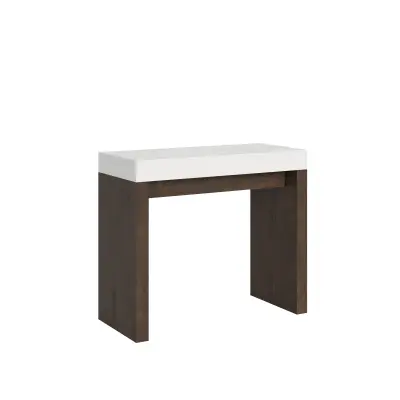 Ityhome 90 x 77 konzolna miza bela/rjava