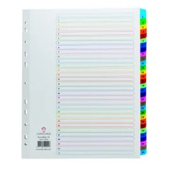 Pregradni karton - register bel A4 31-delni 1-31 številke z barvnimi jahači maxi 10001/CS100