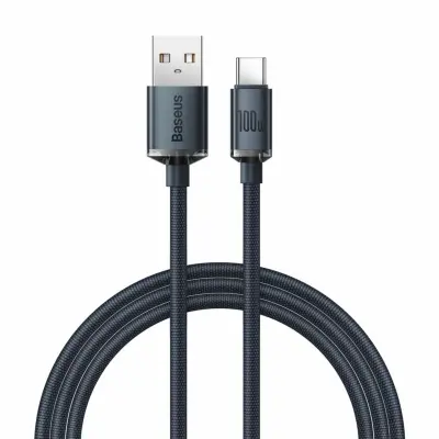 Baseus kabel USB A-C 2m 100W PD Crystal shine črn CAJY000501