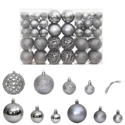 vidaXL Božične bunkice 100 kosov sive 3 / 4 / 6 cm