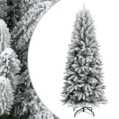 vidaXL Umetna novoletna jelka s snegom 210 cm PVC in PE