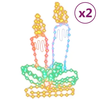 vidaXL Figura božične sveče s 144 LED lučkami 2 kosa 70x42 cm