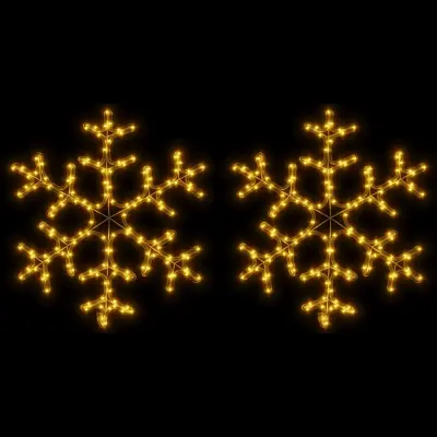 vidaXL Božična snežinka LED 2 kosa toplo bela 59x59 cm