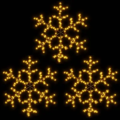 vidaXL Božična snežinka LED 3 kosi toplo bela 59x59 cm