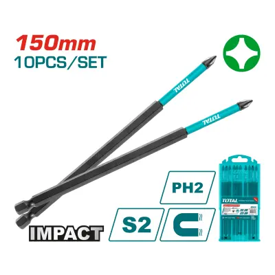 10-delni set udarnih nastavkov za izvijač 150mm, serija INDUSTRIAL (TACIM16PH263)