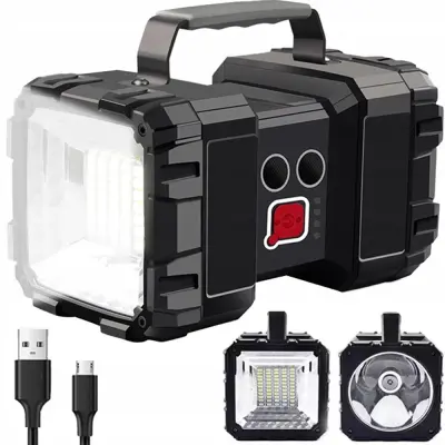 Aku. pravokotna polnilna LED ročna svetilka + USB powerbank 10Ah