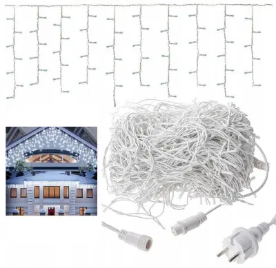 Novoletne lučke zavesa 300 LED hladno bela 12m flash efekt