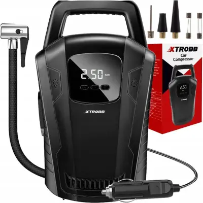 12V avtomobilski kompresor LCD 10 bar + LED svetilka 12W