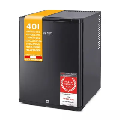 Hladilnik mini FIRST 40L, 22dB, ER: F, ključavnica, črne barve, mat