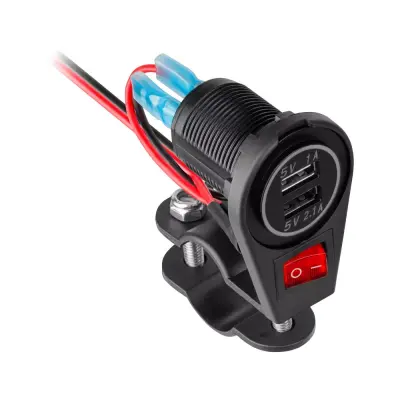 Vtičnica za motor PEIYING vgradna 2xUSB, 3,1A, 12/24V