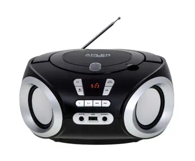 Prenosni Boombox ADLER 1181 z radijem, CD-MP3-USB, 2x1,7W, črne barve