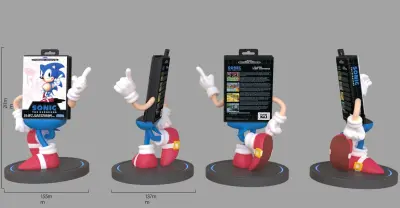 Power Idolz by Numskull Sonic The Hedgehog SEGA držalo za brezžični polnilnik za telefon – združljivo z napravami, ki podpirajo Qi, hiter Qi – uradno