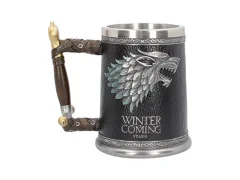 Nemesis Now Black, B3697J7 Winter is Coming Tankard Vrček Game of Thrones 14 cm, smola z vstavkom iz nerjavečega jekla
