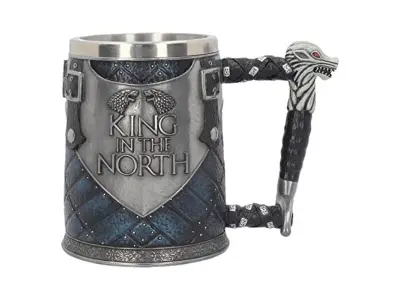 Nemesis Now B4158M8 King in The North Tankard Skodelica Game of Thrones 14 cm modra, smola z vstavkom iz nerjavečega jekla, srebrna
