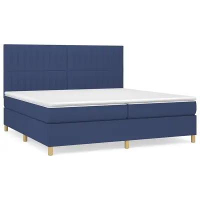 vidaXL Box spring postelja z vzmetnico moder 200x200 cm blago