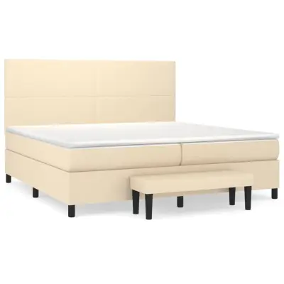 vidaXL Box spring postelja z vzmetnico krem 200x200 cm blago
