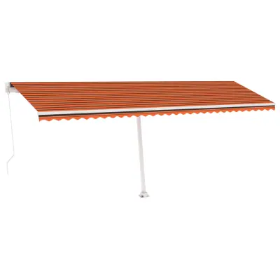 vidaXL Ročno zložljiva tenda z LED lučkami 600x300 cm oranžna in rjava