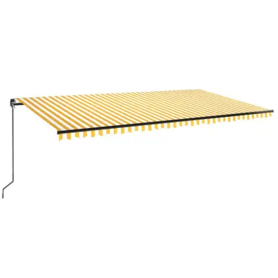vidaXL Ročno zložljiva tenda z LED lučmi 600x350 cm rumena in bela