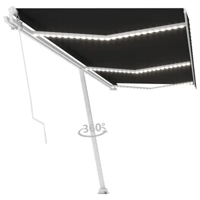 vidaXL Ročno zložljiva tenda z LED lučkami 600x300 cm antracitna